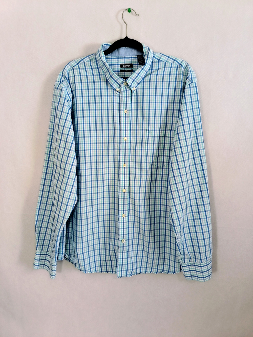 IZOD Men’s Light Blue Plaid Button-Down Shirt